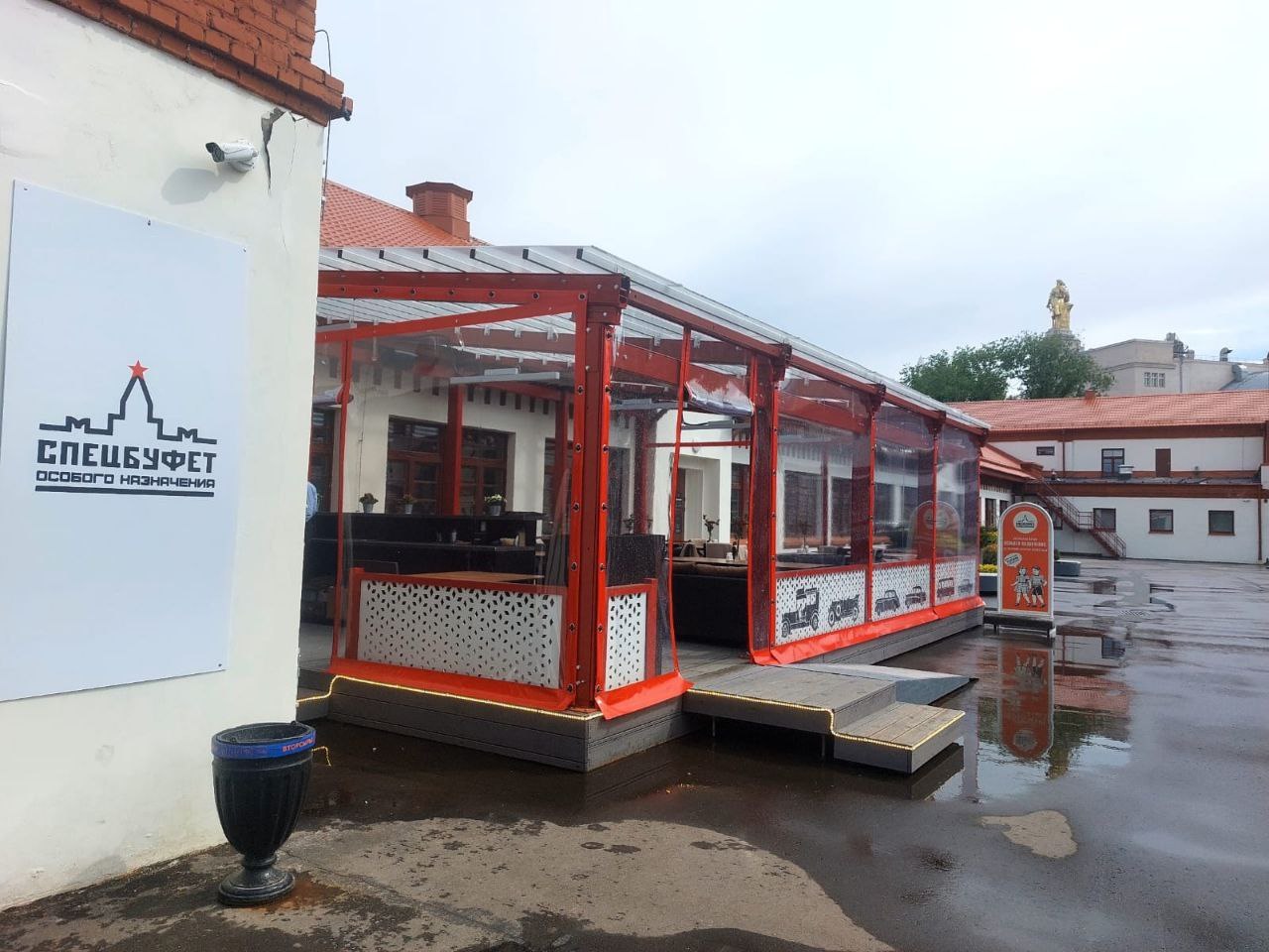 ПВХ шторы для летней террасы кафе в посёлке Решетниково